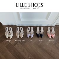 Petchploy New in Lille shoes รองเท้าหัวแหลมส้นเตี้ย หนังหุ้มผ้าซาติน สวมง่าย เดินสบาย