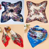 lower Painted Square Scarf Imitated Silk Satin Head Neck Shawl 90 X 90cm