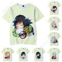 Demon Slayer Kids Lovely Cartoon T-shirt Boys Girls Summer Casual Short Sleeve Full Printed Anime T-shirts