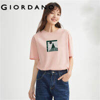 GIORDANO Women Relax Series T-Shirts Summer Tee 100% Cotton Art Print Crewneck Short Sleeve Fashion Casual Tshirts 99393092 vnb