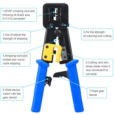 RJ11 Crimpers Crimper Hand Network Tool Pliers Cat5 Cat6 8p8c Cable Stripper Pressing Clamp Through Hole Plug Crimping