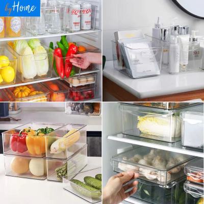 ByHome ตู้เย็น กล่องเก็บลิ้นชัก จัดระเบียบตู้เย็น แบบวางซ้อนกันได้ ตู้จัดระเบียบ พลาสติกใส พร้อมคัตเอาท์จัดเก็บอาหาร