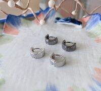 goodgift_station-Hoop earrings S925 silver needle ต่างหูห่วงกลมแบบล็อค ห่วงกลมเรียบๆ ใส่ติดหูไว้ได้เลย