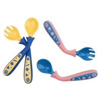 2pcs Toddler Spoon and Fork Set with Travel Safe Case Bendable Self Feeding Learning Utensils Bowl Fork Spoon Sets