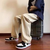 【Ready】? Straight casual trousers mens new trousers summer Korean style trendy loose all-match drape wide-leg trousers