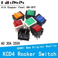 30A 250V 4 6 Pin ON-OFF Boat Rocker Switch Sterling Silver Contacts KCD4 Power Switch With Led Indicator Light 30A/250V 25x31MM