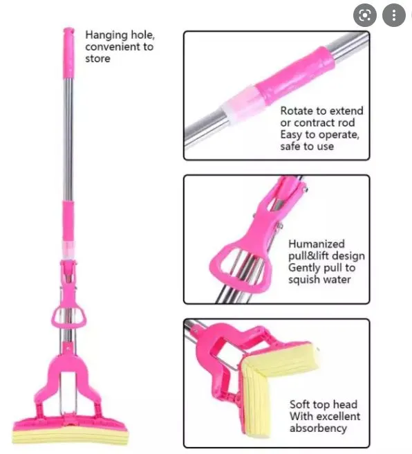 Sponge mop water absorption mop folding water squeezing household mop