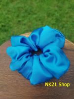 NK21 โดนัทรัดผม หนังยางรัดผม ผ้าซาติน  สีฟ้าเข้ม Satin Scrunchies, ฺBlue scrunchies,Scrunchies,Scrunchy,Hair accessories,Elastic hair tie