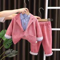 IENENS Spring Autumn Kids Baby Boys Clothes Fashion Suit Clothing Sets Infant Boy Suit + Shirt + Pants 3pcs Outfits Suits Children Wears Toddler Casual Wear 2-6 Years