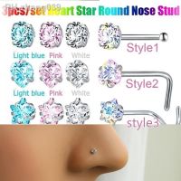 3PCS Fashion Nose Septum Rings Nasal Ornament Crystal Nose Studs Sets Nose Rings Studs Set Stainless Steel Nose Piercing Screws