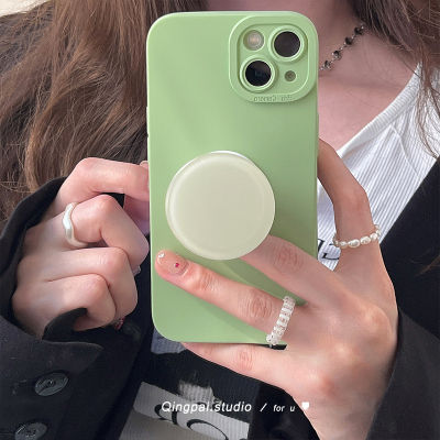 Bean paste ที่วางโทรศัพท์สีเขียวสำหรับ iphone13pro max เคสซิลิโคนสีทึบสำหรับ iphone12 เคสโทรศัพท์แบบสดและน่ารักสำหรับ iphone11 ใหม่ xr หญิง xs สีทึบ x tide