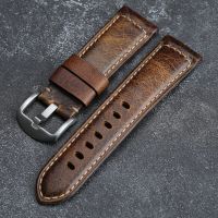 Suitable For Handmade Oil Wax Leather Strap 20 22 24MM Huawei GT2 Seiko First Layer Cowhide