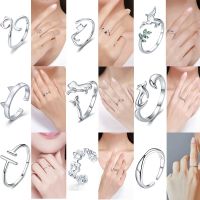 [Zhongxi ornaments ] WOSTU 100 Real 925 Sterling Silver Cute Cat Finger Adjustable Rings For Women Band Rings Party Jewelry Gift DXR341