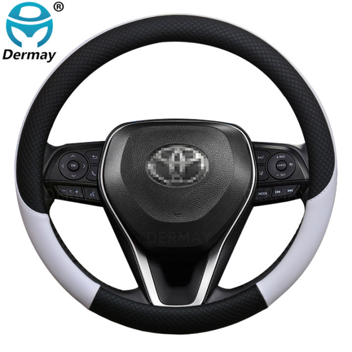 for-toyota-corolla-allion-levin-gt-corolla-cross-car-steering-wheel-cover-leather-anti-slip-100-dermay-brand-auto-accessories