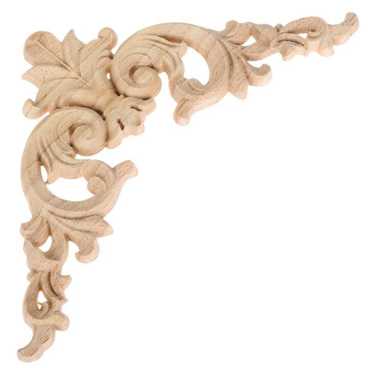 4pcs-wood-carved-mouldings-corner-onlay-applique-european-style-classic-furniture-home-decor-20x20cm