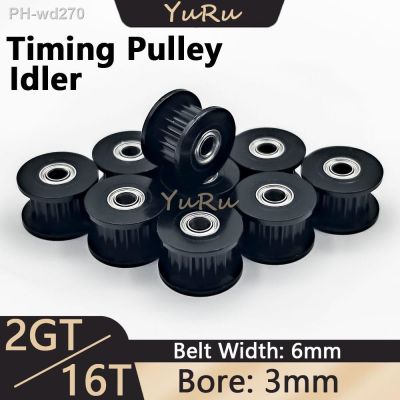 2GT 16 Teeth Timing Pulley Bore 3mm Belt Width 6mm 16T Idler Tensioning Wheel Open Synchronous 3D Printer Parts Black