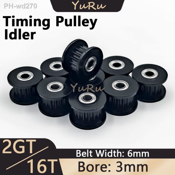 2gt-16-teeth-timing-pulley-bore-3mm-belt-width-6mm-16t-idler-tensioning-wheel-open-synchronous-3d-printer-parts-black