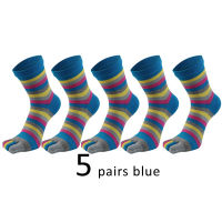 5 Pairs Combed Cotton Woman Five Finger Socks Rainbow Striped Good Quality Elastic Girl Harajuku Socks With ToesNovelty Brand