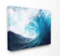 Stupell Industries Cresting Ocean Wave Blue ภาพจิตรกรรมรูปชายหาดศิลปะบนผืนผ้าใบสำหรับติดกำแพง,16X20,ออกแบบโดยศิลปิน Zwei Li