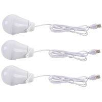 3X DC5V 5W LED Bulb USB Lamp Portable White Light for Outdoor Laptop (White)