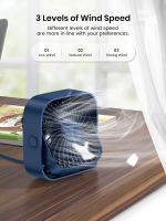 TOPK USB Desk Fan Strong Airflow &amp; Quiet Operation Three-Speed Wind Mini Table Fan 360° Rotatable Head For Home Office Bedroom