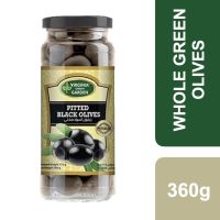 Premium Import products? ( x 1 ) Virginia Green Garden Pitted Black Olives 340g ++ เวอร์จิเนียกรีนการ์เด้น มะกอกดำ ไม่มีเม็ด 340g