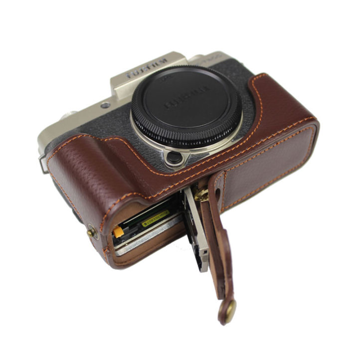 กระเป๋าเคสหนังสำหรับกล้องแท้แบบครึ่งตัวสำหรับฟูจิ-xt200ฟูจิ-xt200-xt-200กระจกเทมเปอร์