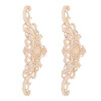 2Pcs Wood Decorative Long Carved Onlay Applique Furniture Corners Ornament Home Door Bed Decor 30 X 8 cm