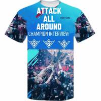 T SHIRT   Hot selling game clothing-Attack All Around Team Shirt fire Game champion interview (AAA)-Free name customization