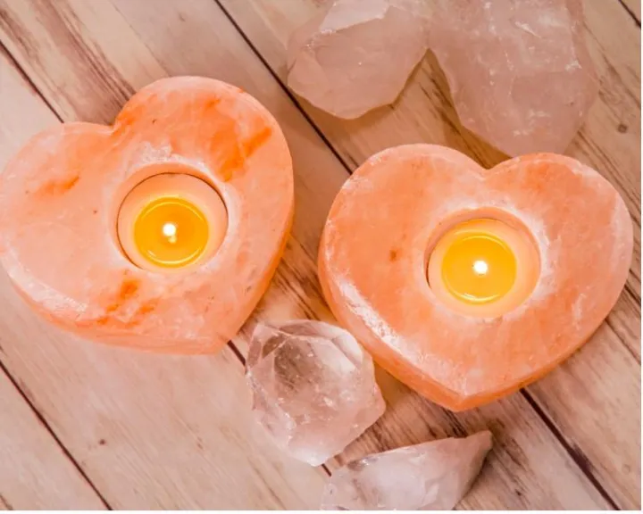 Purifying & Authentic Himalayan Salt Tea Light Candle Holder Heart Shape , 2 lbs Natural Air
