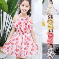 Sundress Off-the-shoulder Slim Polyester Fiber Summer Girl Chiffon Sling Dress for Shopping Kid Casual Dresses Children Clothing  by Hs2023