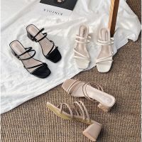 (Size 35-42)Kasut Tinggi Perempuan Midi Thick Heels Womens High Heels Sandal