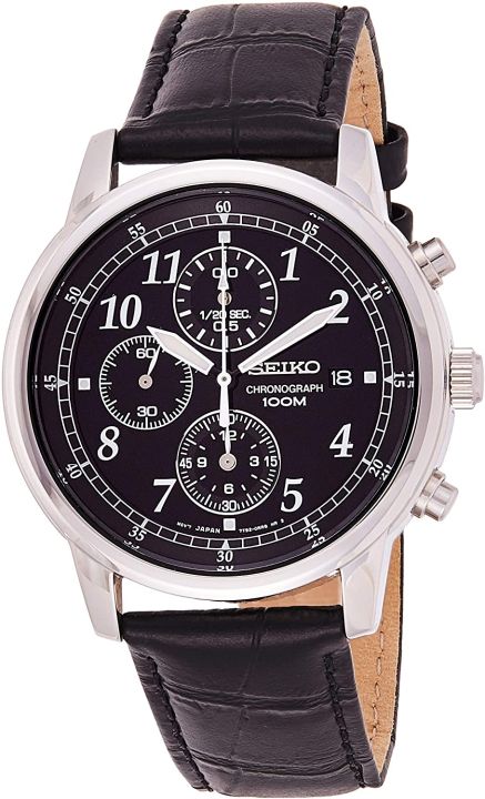 Đồng hồ Seiko cổ sẵn sàng (SEIKO SNDC33 Watch) Seiko SNDC33 Classic Black  Leather Black Chronograph