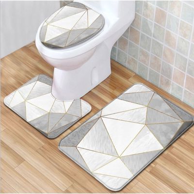 【cw】 3pcs Marble Toilet Set Anti-slip Floor Door Practical Decoration ！