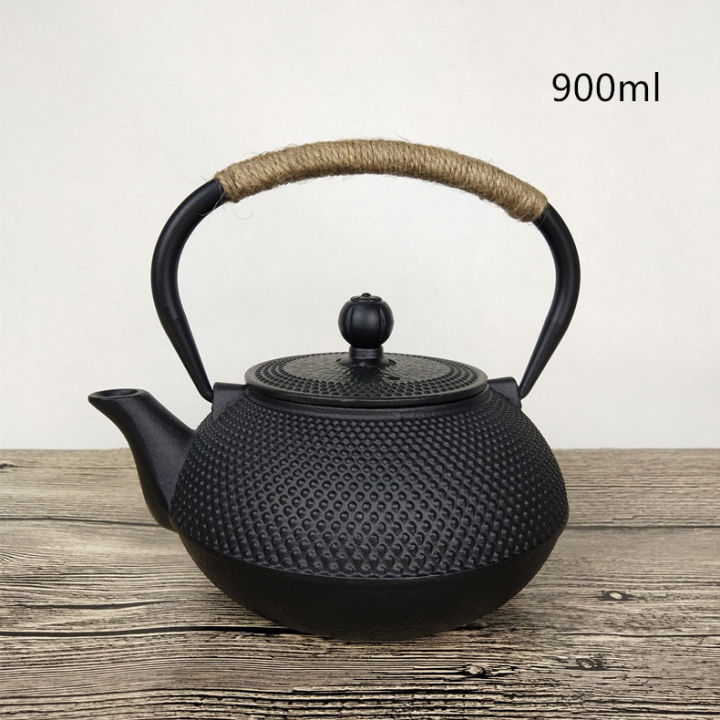กาน้ำชาเหล็กหล่อน้ำเดือดกาต้มน้ำครัวเรือนชาทำชุด850มิลลิลิตรญี่ปุ่น-tetsubin-ขวดเหล็กวินเทจถ้วยชาจานรองชุด