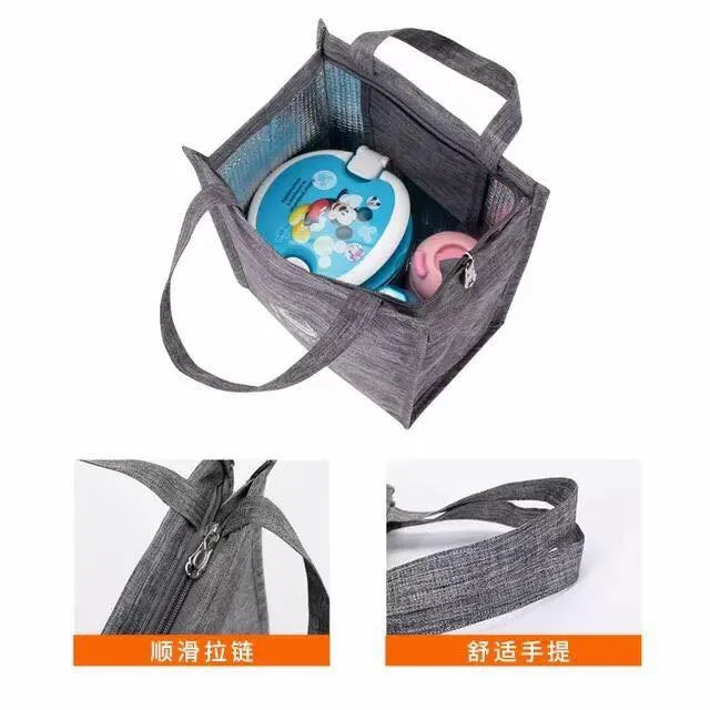 【Spot in Manila】Insulated Travel Thermal Cooler Lunch Bag With Zipper