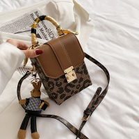 Fashion Leopard Box Shape Crossbody Bag Women Phone Purses Clutch New Designer Small Shoulder Bag with Bunny Keychain Scarf Gift