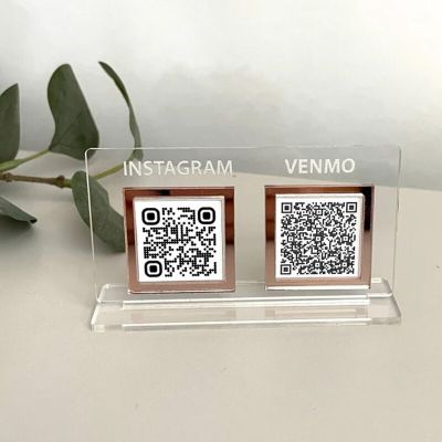 Table Top Logo Sign with QR Codes  QR Code Display Sign  Business Card Holder  Business Sign  Custom Logo Sign  QR Code Sign  En Wall Stickers Decals