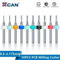 XCAN 10pcs 0.5-3.175mm คาร์ไบด์ PCB Miling Cutter 3.175mm Shank CNC Engraving Machine End Mill