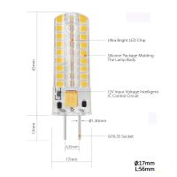 หลอดไฟ LED คริสตัลหลอดไฟอุ่นสีขาวหรี่ได้สีขาว AC/DC12V หลอดไฟข้าวโพด LED 2835 72SMD G4 G5.3 GY6.35