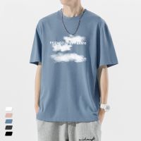 The new summer 2023 popular logo t-shirts with short sleeves men hit color coat loose thin clouds printing money half sleeve shirt --ntx230801♞