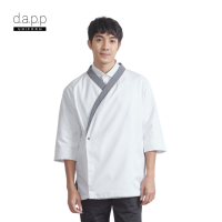 dapp Uniform เสื้อเชฟซูชิ อะกิระ Mens White Shortsleeves Oxford Button Down Shirt  สีขาว (TJKW1007)