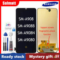 Salmatt โอแอลสำหรับ Samsung Galaxy A90 5G อะไหล่ชิ้นส่วนจอสัมผัสแอลซีดีของเครื่องแปลงดิจิทัล A908B 100% ทดสอบด้วยลายนิ้วมือ