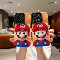 เคส Pu นิ่มสำหรับ Iphone 7 8 Plus Se 3 Xr Xs Max เคสลายการ์ตูนน่ารักเคสโทรศัพท์กันกระแทกสำหรับ Iphone 11 12 13 14 Pro Max หมวกสีแดงซูเปอร์มาริโอฝาหลัง