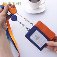 [NEW EXPRESS]●☜☢ BLUEVELVET Portable Badge Holders With Reel Clip Unisex ID Neck Strap Retractable Card Holder Lanyard School Office Supplies PU Leather High Quality Simple Business Cr