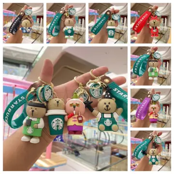 Starbucks keychains cute doll pendant silicone bear doll car key