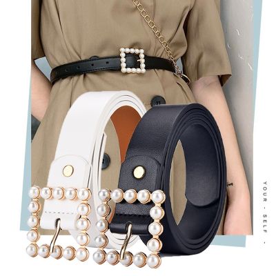 The new pearl belt web celebrity factory ms student male fashion diamond inlaid pin buckle ✑