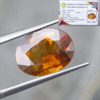 พลอยบุษราคัมน้ำทองบางกะจะ(Yellow Sapphire) สีเหลืองสวย มีตำหนิหม่าตรงกลางแต่ไม่มีรอยแตกร่าว พลอยแท้จากประเทศไทย(พร้อมใบเซอร์จากสถาบัณ GLC )