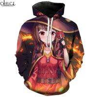 HX Anime สาว Megumin Konosuba 3D พิมพ์ Hoodie ผู้ชายผู้หญิงกีฬาสวมใส่ฤดูใบไม้ร่วงแขนยาวแฟชั่น Hoodie ด้านบน Drop Shipping