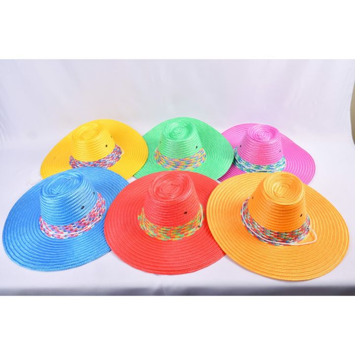 หมวกสาน-หมวกพลาสติก-หมวกกันแดด-หมวกกีฬาสี-ชาวไร่-ชาวนา-สีสวย-มีเก็บเงินปลายทาง